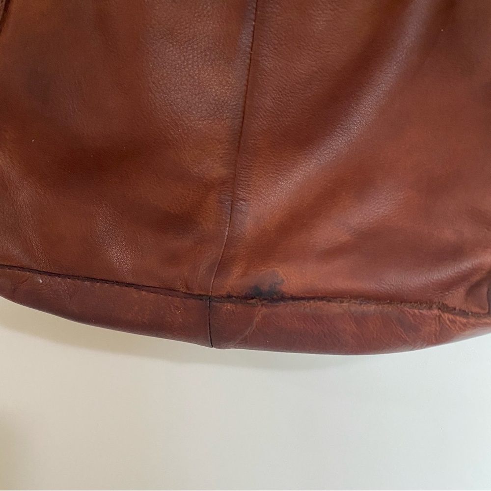 American Leather Co. Cognac Brown Leather Hobo Bag Minimalist Shoulder Purse - Picture 8 of 16